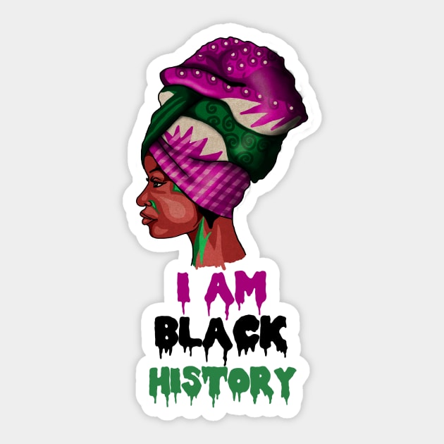I am Black History, African, Black Pride Sticker by logiamerch